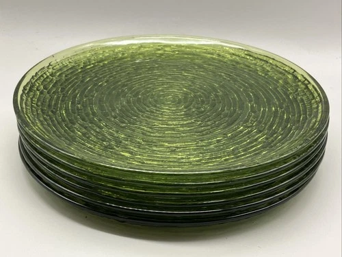 Vintage Set Of 6 Anchor Hocking Soreno 10" Dinner Plates Avocado Green