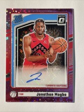2024 Optic Jonathan Mogbo Rookie Auto Toronto Raptors RC Fast Break Pink /25