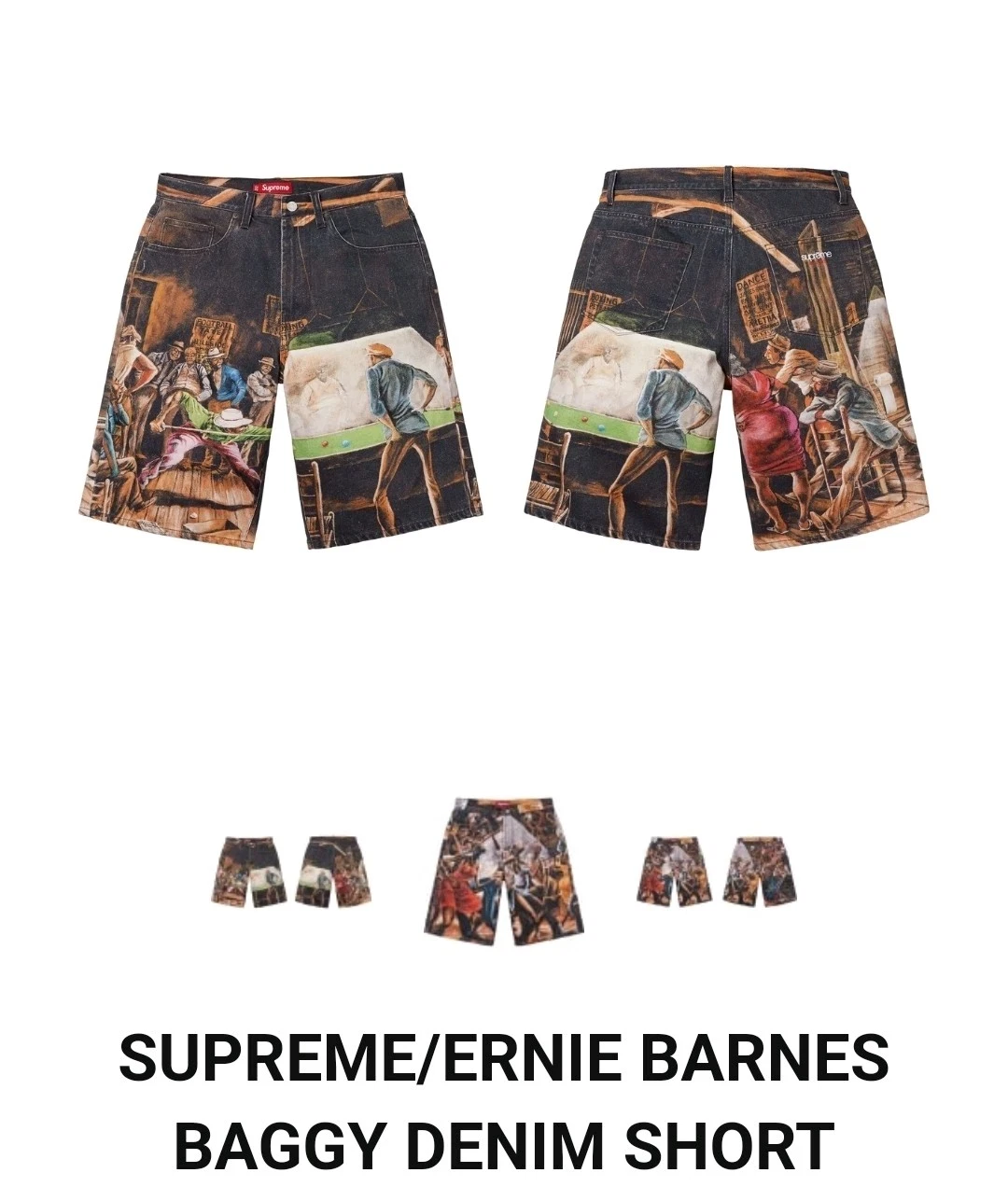 Short denim baggy Supreme Ernie Barnes SS25 semaine 10 taille 34 NÉGOCIABLE jorts