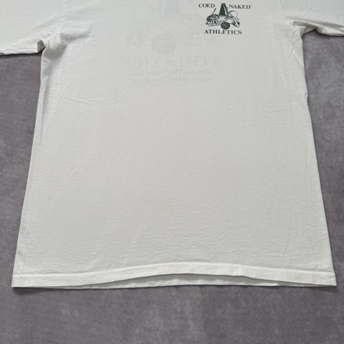 Vintage Coed Naked Athletics Shirt Mens L White Funny Sports Graphic 90s USA - Picture 8 of 11