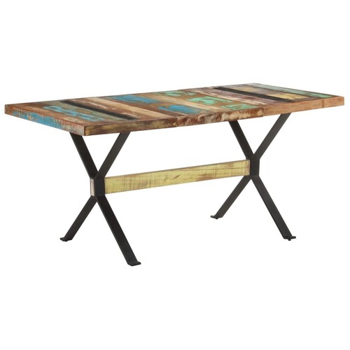 vidaXL Tavolo da Pranzo 160x80x76 cm in Legno Massello di Recupero - Foto 8 di 10