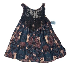 NEW Intimately Free People Count Me In Trapeze Tank Top Black Size XS Paisley