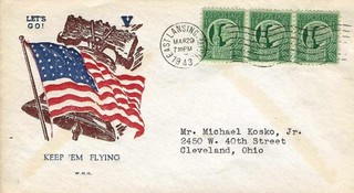 World War II Patriotic Cover Keep 'Em Flying WM Grandy Cachet M6843
