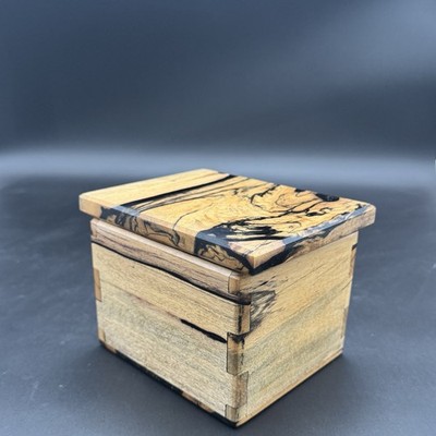 Exotic Rare Pale Moon Ebony (Black & White Ebony) - Figured Luxurious Hinged Box