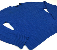 VTG Polo Ralph Lauren 100 Cashmere Rope Cable Knit Sweater Crewneck SHRUNK M
