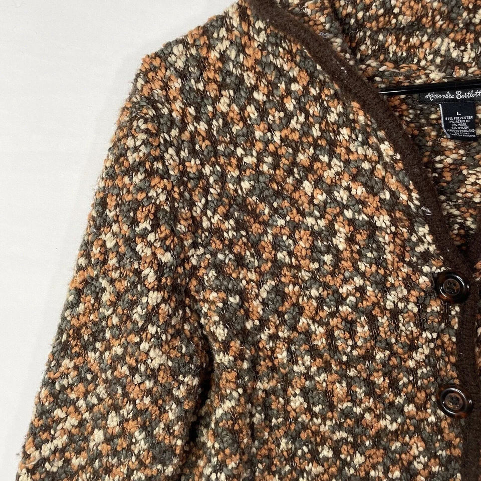 Cárdigan de punto grueso de colección L Forest Fairy Cottagecore suéter marrón con botones delanteros Foto 3 de 4