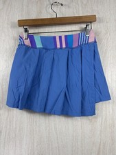ivivva by lululemon Girls 14 Blue Pleated Tennis Skirt Striped Waist Athletic