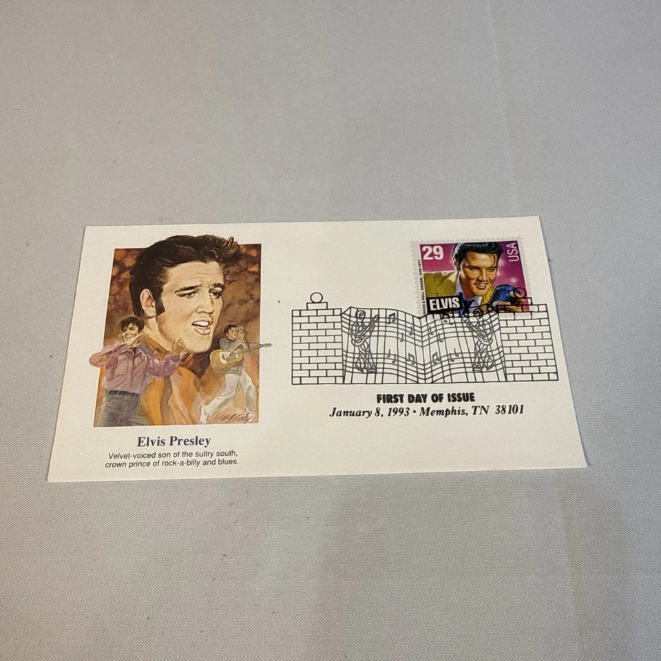 (5) lot of Elvis Presley stamp FDC First Day of Issue envelopes, January 8, 1993 - Image 2 of 4