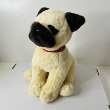 FAO Schwarz Pug 11” Peluche Perro Brillante Cuello Rojo Juguete de Peluche Suave 2022