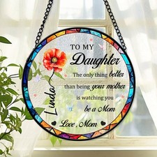 Custom To My Daughter Stained Glass Suncatcher Mothers Day Gift Ornament For Mom