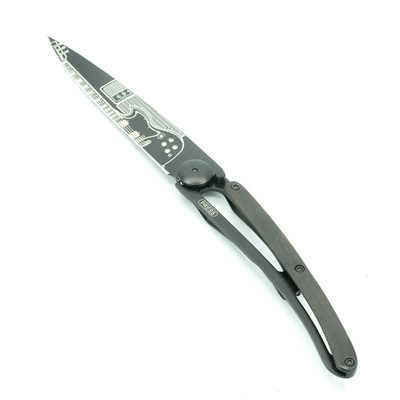 Deejo 37g Knife Ebony Wood Guitar 'Rock'n Roll' Ultra Light Black NEW NO BOX