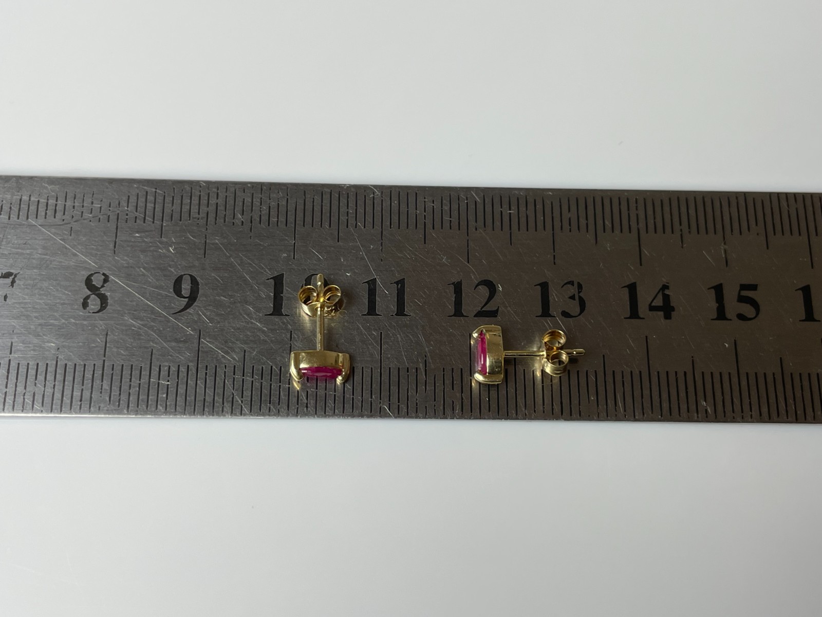 Ruby Earrings 9ct Gold Marquise cut Ruby Stud Ear… - image 2