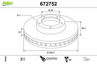 2X Bremsscheibe Coated Valeo 672752 FüR VW Crafter 30 50 35 Bus TDI 4Motion B906