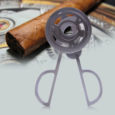 Cigar Cutter Moulin A Vent en acier inoxydable 3-lames tabac Ciseaux argenté - Photo 1/4