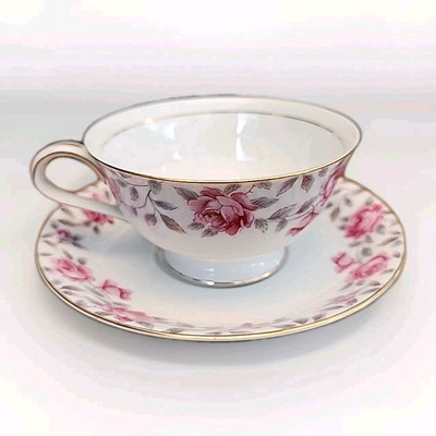     Noritake Rosewood 5107 Tea Cup & Saucer Set Vintage Pink Roses Japan