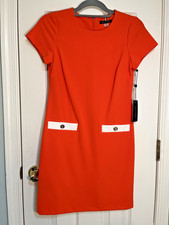 Tommy Hilfiger Faux-Pocket Shift Dress, Orange, Size 4P, NWT