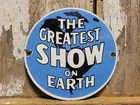 VINTAGE CIRCUS PORCELAIN SIGN RARE OLD RINGLING BROTHERS BARNUM BAILEY CLOWN 6"