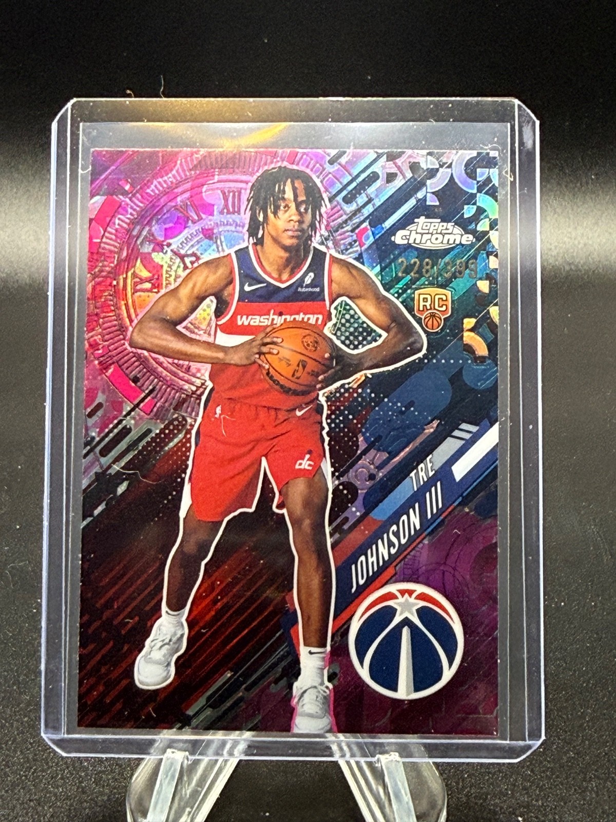 2025-26 Topps Chrome Tre Johnson III Rookie Go Time Magenta Refractor RC 228/399