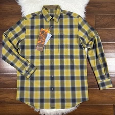 Beretta Men's Size Medium Mustard Check Hovis Flex Button Up Shirt Long Sleeve