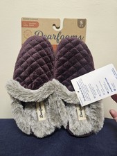 Dearfoams Womens Memory Foam Purple Quilted Clog Slippers Small 5-6 NEW