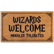 Felpudo de fibra tolerado marrón natural Harry Potter Wizards Welcome Muggles