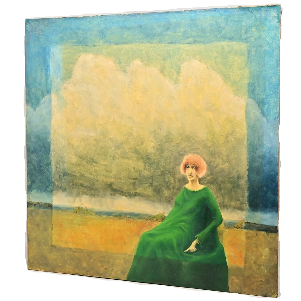 FREDERICK SPRAGUE Original Vintage Signed Lady Portrait Landscape Oil Painting - Image 4 of 4