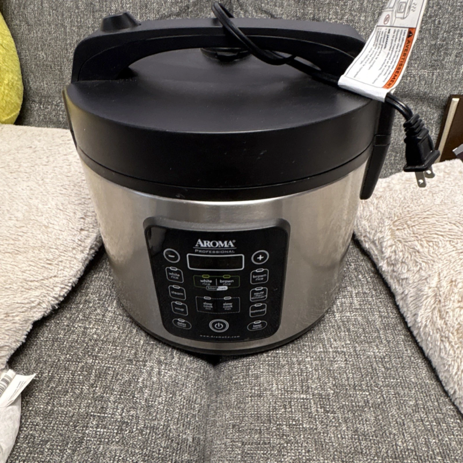 AROMA Professional Multi Functional Rice Cooker 10 Cup Black Silver Steam