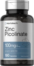 Zinc Picolinate 100mg | 180 Capsules | High Potency, Non-GMO | by Horbaach