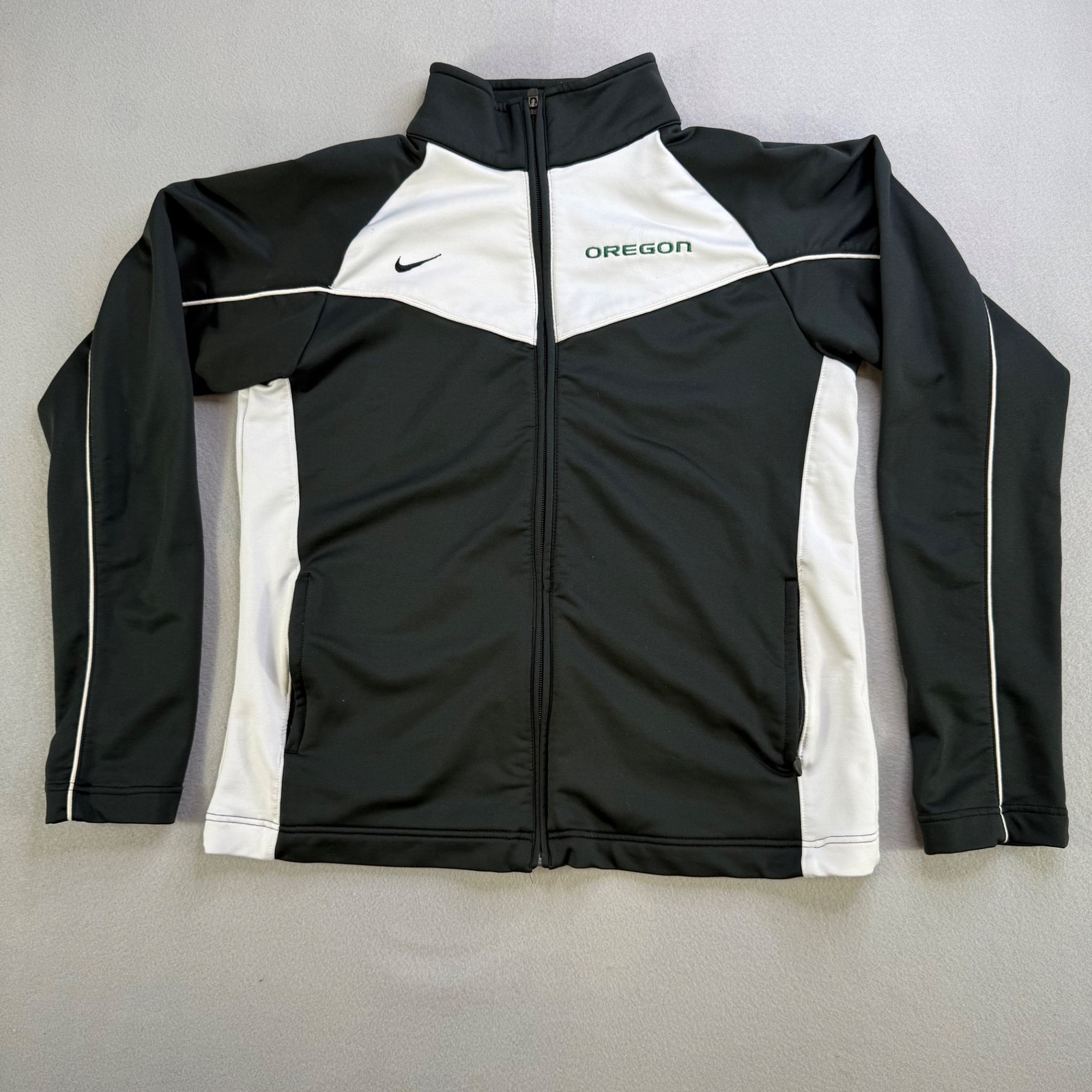 NIKE Oregon Ducks Track Jacket Full Zip Dri-FIT Size L Black Green