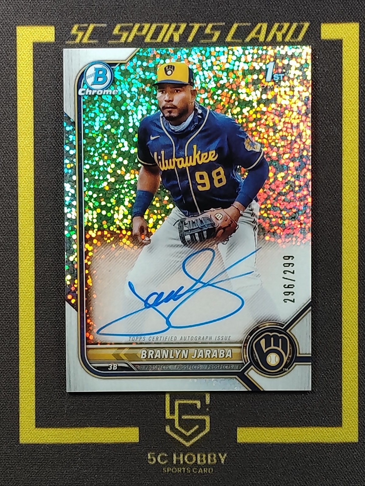 2022 Bowman Chrome 1ST Prospect Sparkle Ref/299 Auto Branlyn Jaraba FCMY
