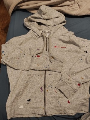 Champion Full-Zip Hoodie Women's Campus French Terry Paint Splatter Print Gray