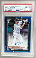 Bryce Rainer 2024 Bowman Chrome Draft Blue Refractor Auto 1st RC 54/150 PSA 10