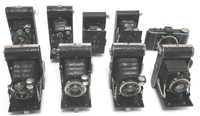 Lot of 9 x vintage folding cameras 127 film mixed Kodak Korelle Vollenda NOTTES