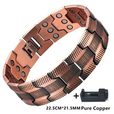 3X Ultra Strength Magnetic Bracelet for Men Pure Copper Bracelet with Adjuster 