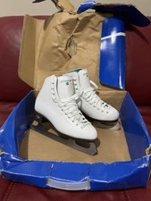 Riedell 110 Opal White Figure Ice Skates Size 5 Medium Spiral Blades