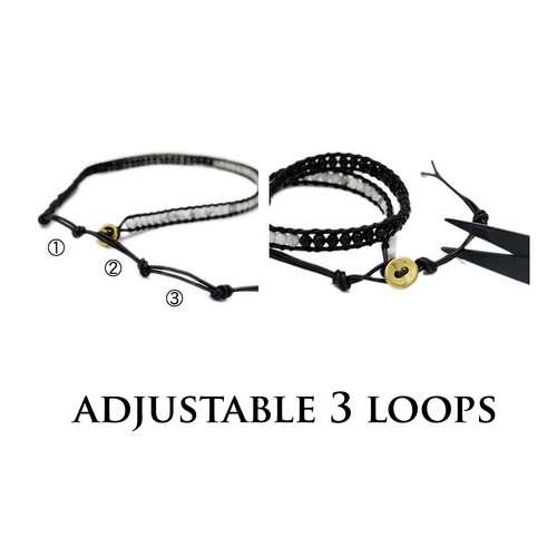 DOUBLE WRAP BRAIDED BRACELET GEMS STONE ONYX SHELL CORAL BRASS 3 SIZES hi-bl012 - Picture 12 of 24