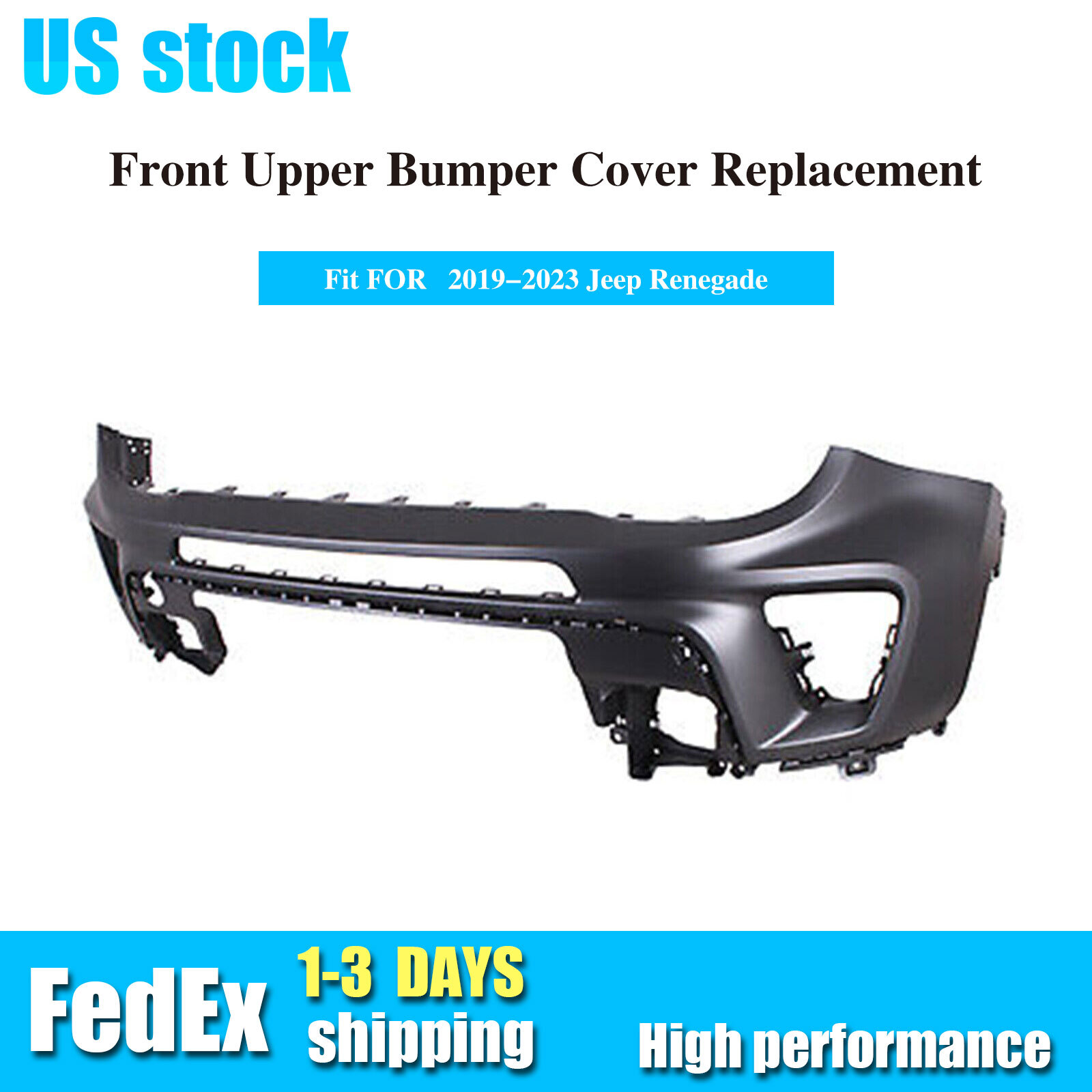 New Front Upper Bumper Cover For 2019-2023 Jeep Renegade 6VM44TZZAA CH1014136C