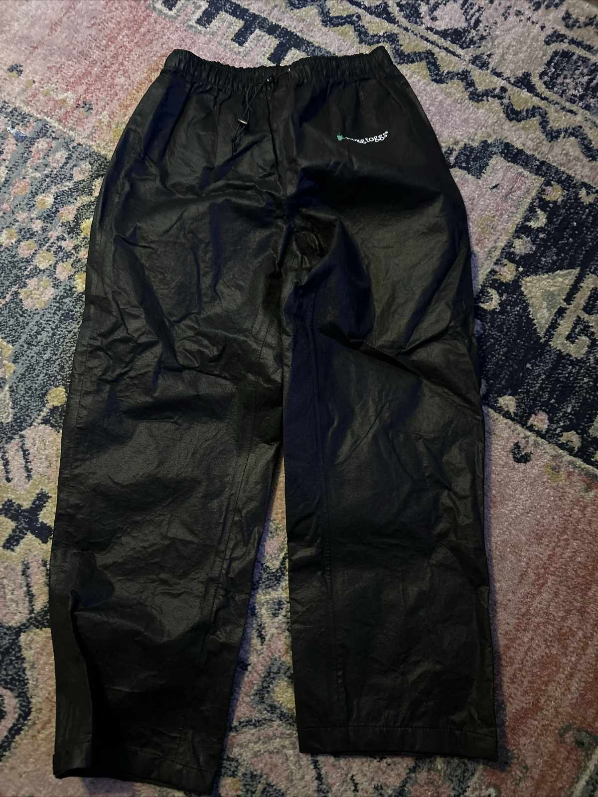 Frogg Toggs Rain Pants Adult Size Medium Black Pull On Elastic Water Resistant