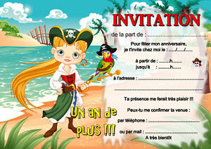 5 Ou 12 Cartes Invitation Anniversaire Pirate Fille Ref 404 Ebay