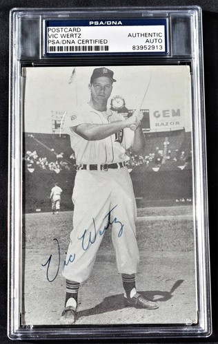 Vic Wertz Signed Detroit Tigers Photo Postcard 4x All Star - Died 1983 + PSA/DNA - 第 1/2 張圖片