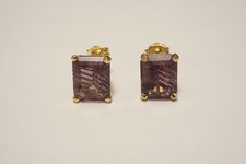 14K Yellow Gold Amethyst Stud Earrings Large