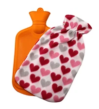 Hot Water Bottle with Heart Fleece Cover 2L – Pain Relief, Bed Warmer Leak Proof