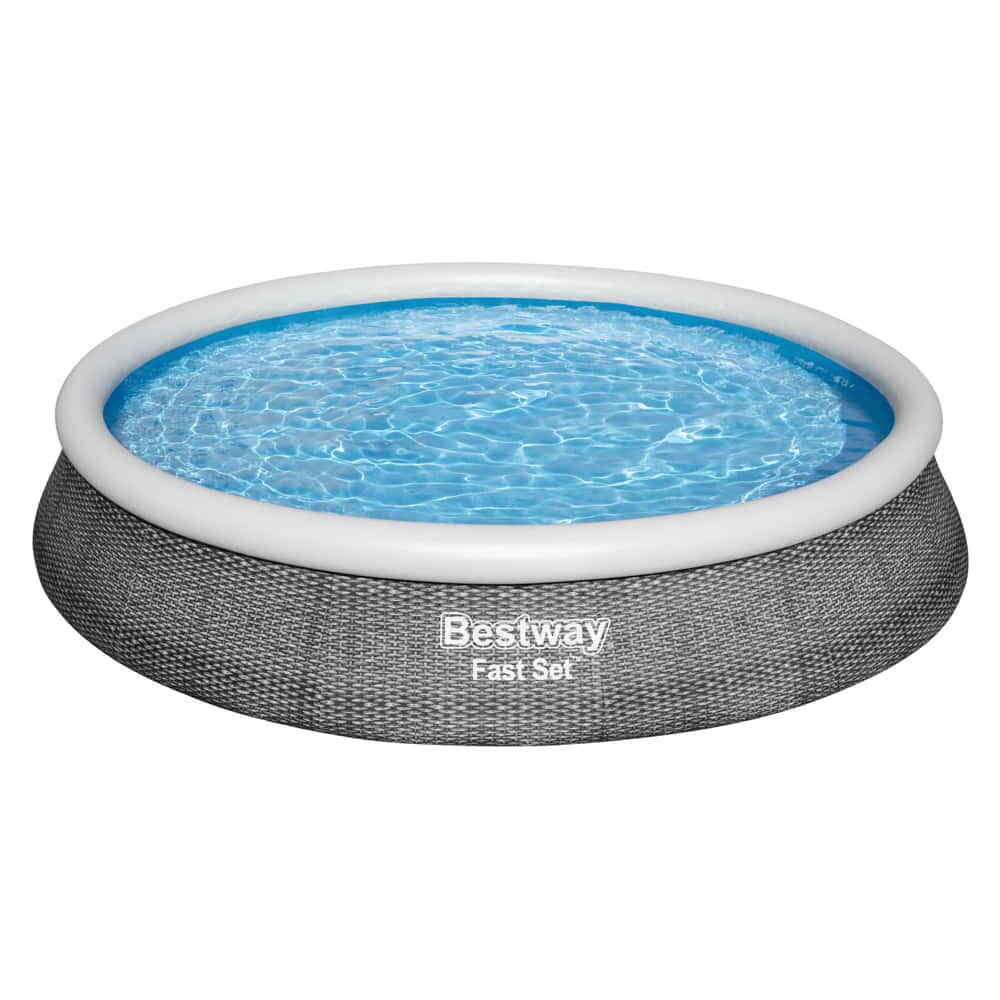 Piscina Bestway Fast Set Con Bomba De Filtro Gris Ø396Cm-Óptica De Ratán Piscina