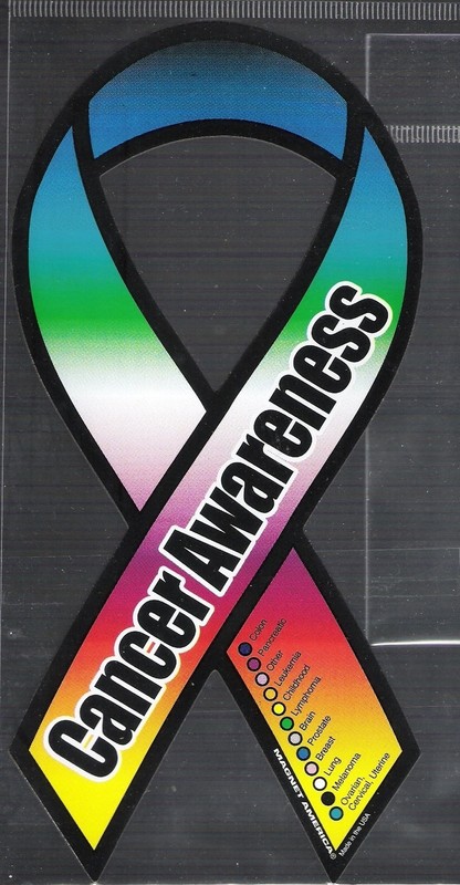 Cancer Awareness 8 inch ribbon  magnet for car or anything metal     New