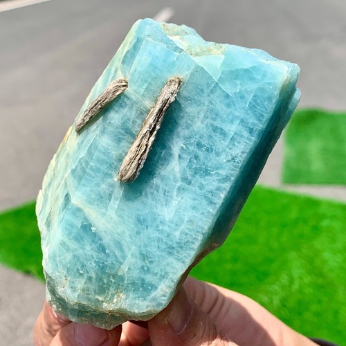 317G Rare!! Natural beautiful Prism shaped Aquamarine Raw Crystal Specimen Rough - 第 7/24 張圖片