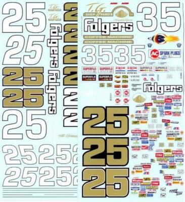 Powerslide 104 #25/#35 Folgers 1986-87 Benny Parsons Tim Richmond 1/24 decal