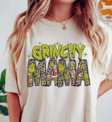 SALE Grincy Mama Leopard Shirt, Grinch Shirt , Chrismas shirt