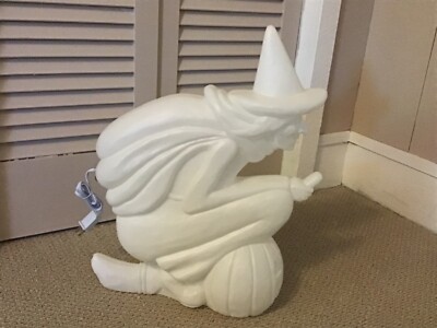 Vintage Halloween Plastic Blowmold Blow Mold Witch Union Featherstone W/Light 