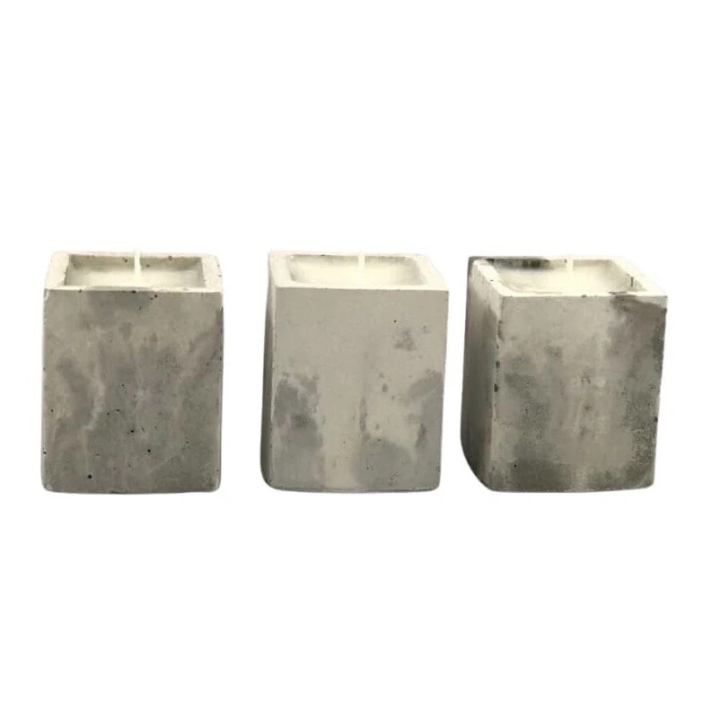 3 Pcs Gift Set Marble Square Highly Scented Wax Candles Handmade White Grey UK - Image 2 of 4