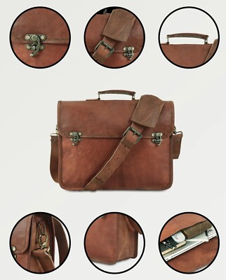 NEU Herren große Kuriertasche Vintage LOCK Leder Schultertasche 15'' Laptoptasche
